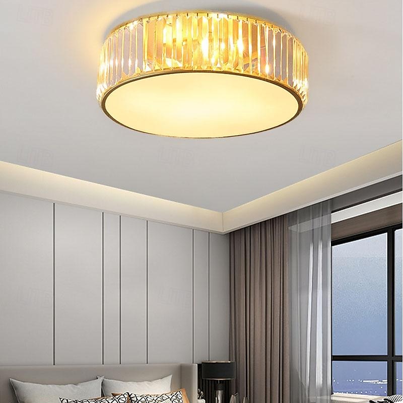 plafoniere a led plafoniera in cristallo sorgente luminosa a 3 colori 30/40 / 50cm fiore a 3 luci montaggio ad incasso dimmerabile moderno stile nordico cristallo metallo e27 per camera da letto del 2025 a $136.99 –P11