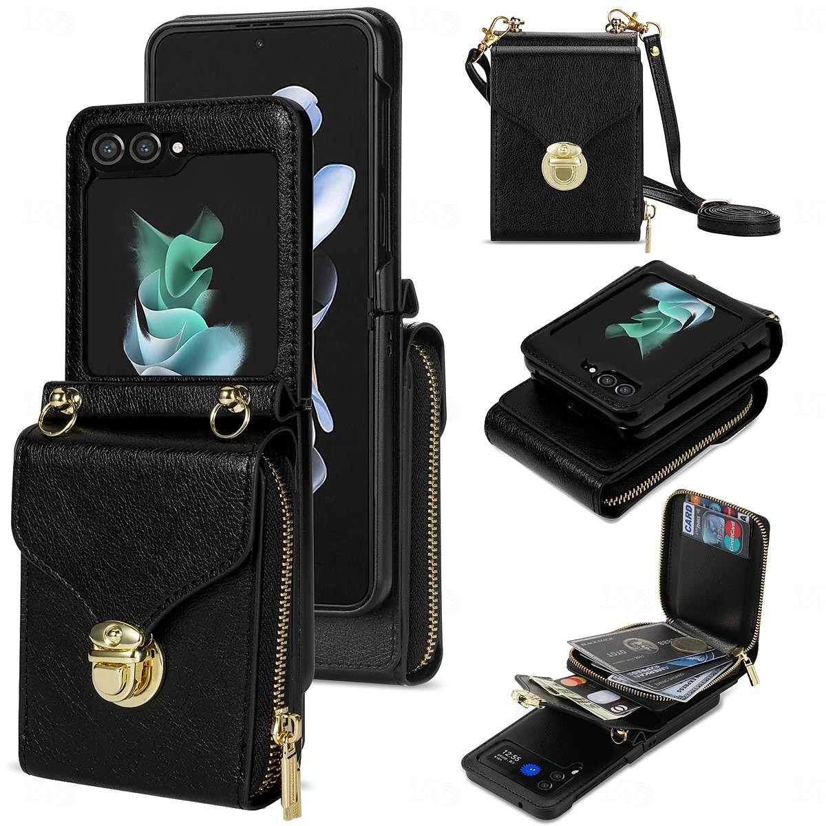 telefon Maska Pentru Samsung Galaxy Z Flip 7 Z Flip 6 Z Flip 5 Z Flip 4 Z Flip 3 Capac Spate Fermoar cu Lanyard Loc pentru card Retro TPU PU piele 2025 - $32.99 –P1