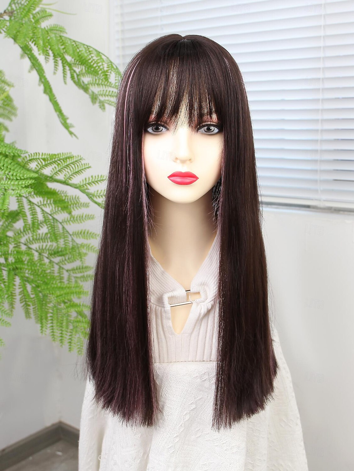 Perucas sintéticas Liso Franja Lisa Peruca 20 polegadas Vermelho / Castanho Cabelo Sintético Mulheres Multi Cores de 2026 por $20.99 –P2