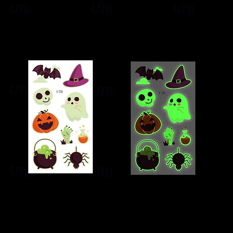 Autocollants de tatouage lumineux en toile d'araignée d'halloween, 10 pièces, autocollants de visage de fête de festival lumineux de dessin animé de 2025 ? $14.49 –P20