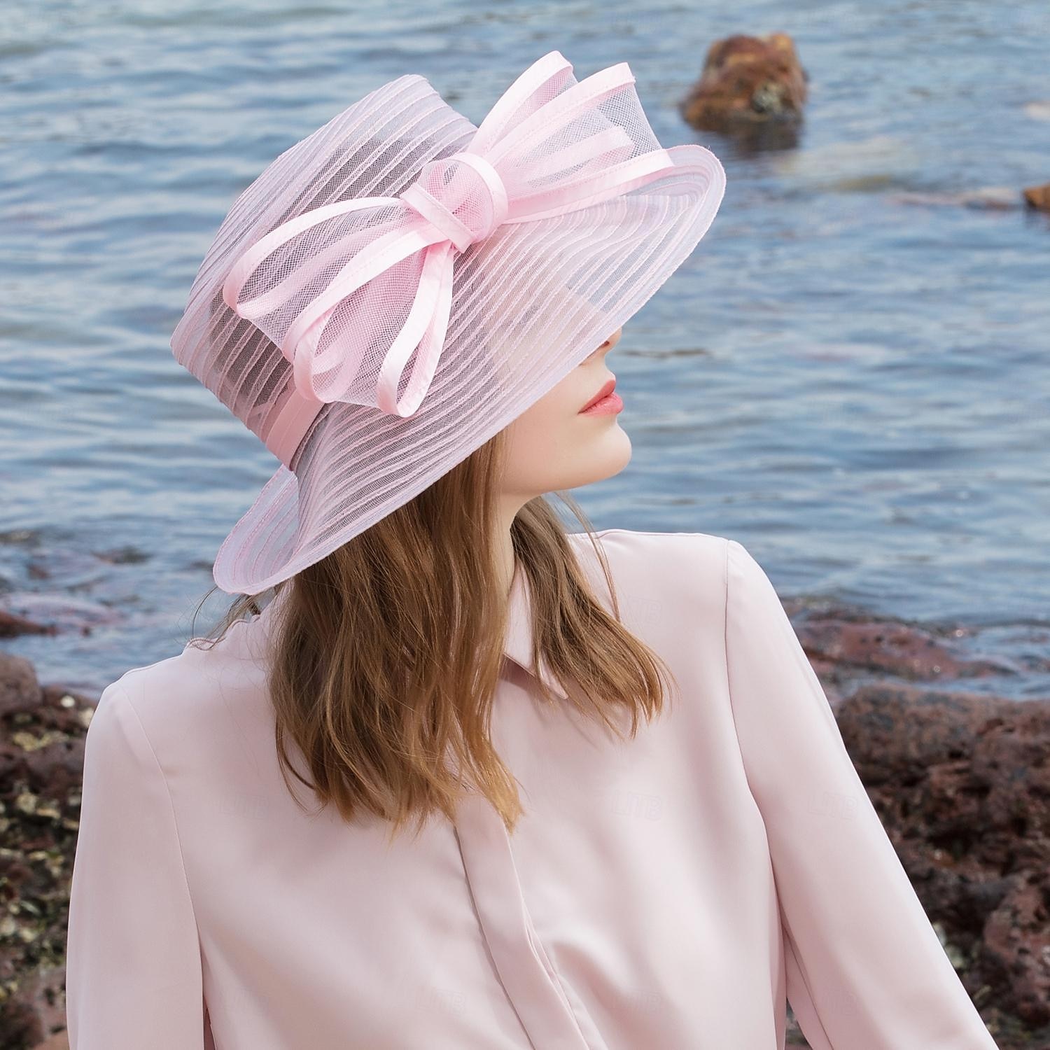 chapeaux fibre seau chapeau disquette chapeau chapeau de soleil mariage décontracté élégant mariage avec nœud papillon casquette casque chapeaux de 2025 ? $48.99 –P4