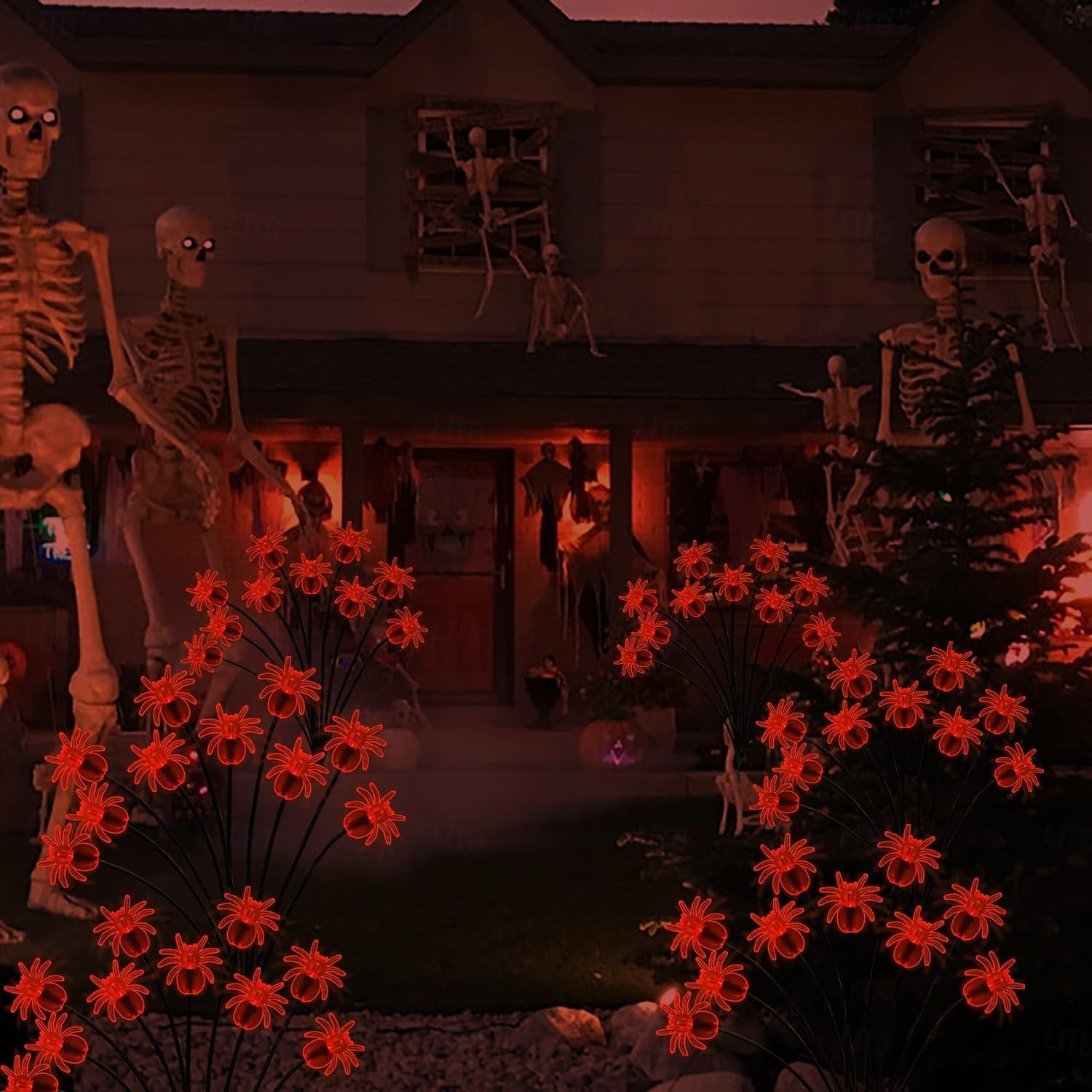 2pcs Halloween Solar Firefly Swing Spiders Light Purple Red Green Solar Outdoor Lawn Pathway Lights Waterproof Plug In the Ground Lamp Swing with the Wind for Outdoor Yard Garden Pathway Patio Decoration Lamp 2026 - $27.99 –P4