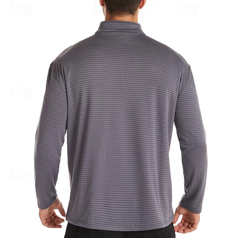 Men's Base Layer Quarter Zip Long Sleeve Jersey Casual Athleisure Fall Polar Fleece Thermal Warm Gym Workout Running Walking Sportswear Activewear Solid Colored Black Navy Blue Khaki 2025 - $13.99 –P5