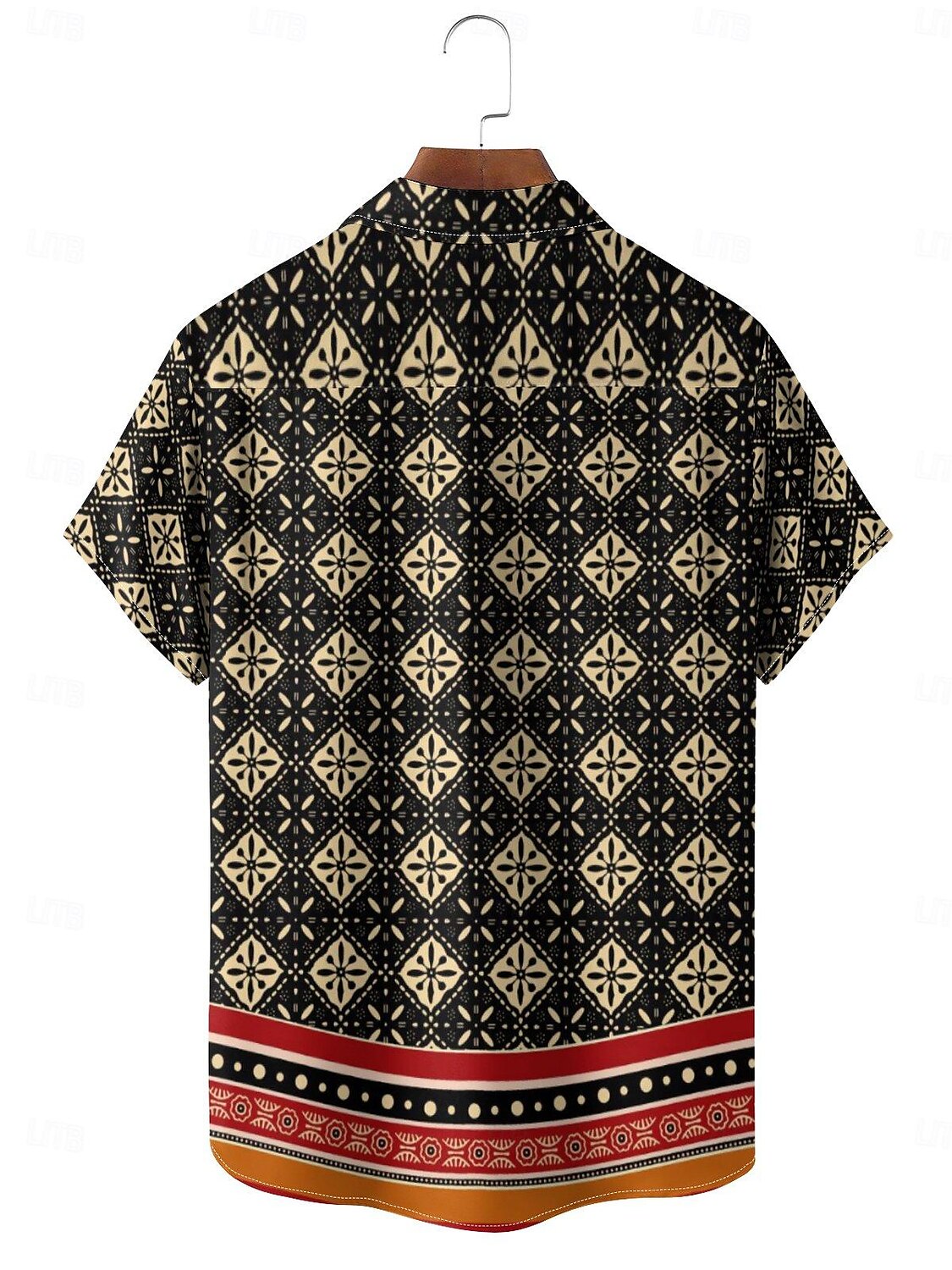 Herren Ethnisch Blumen / Pflanzen Knopfhemd Kurzarm Brautkleider schlicht Ausgehen Wochenende Frühling Sommer Hemdkragen Print Schwarz 2025 - $20.99 -P2