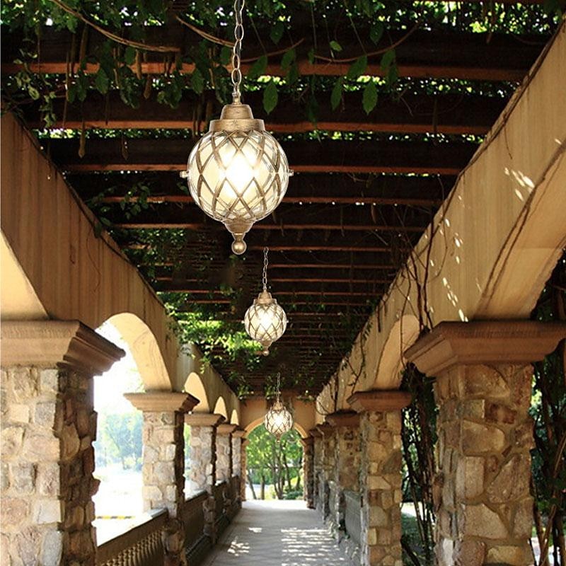 lampade a sospensione per esterni, lampada a sospensione per esterni portico impermeabile lampadario in metallo nero con globo di vetro trasparente con struttura in gabbia di ferro, lanterna esterna del 2025 a $92.99 –P9