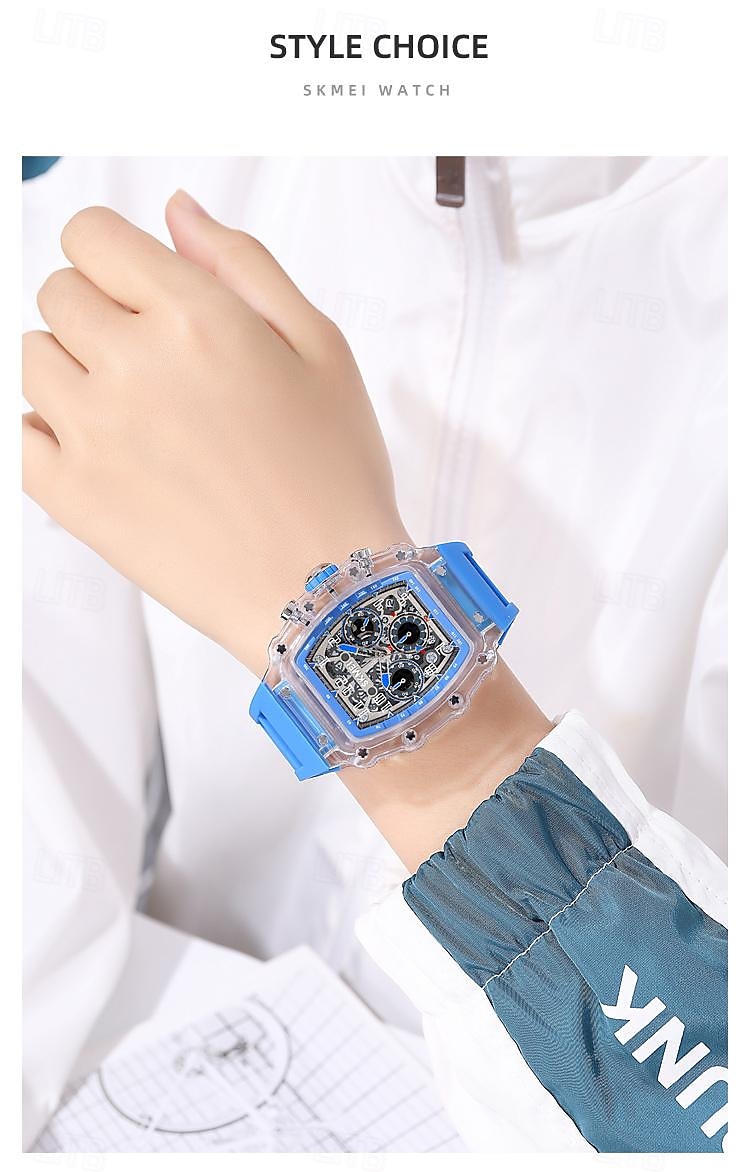 SKMEI Men Quartz Watch Outdoor Fashion Casual Wristwatch Stopwatch Countdown Calendar Waterproof Silicone Gel Watch 2026 - $42.99 –P10