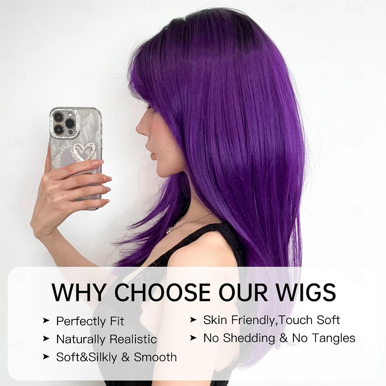 Synthetic Wig Uniforms Career Costumes Princess Straight kinky Straight Middle Part Layered Haircut Machine Made Wig 22 inch Bright Purple Synthetic Hair Women's Cosplay Party Fashion Purple 2026 - $23.99 –P7