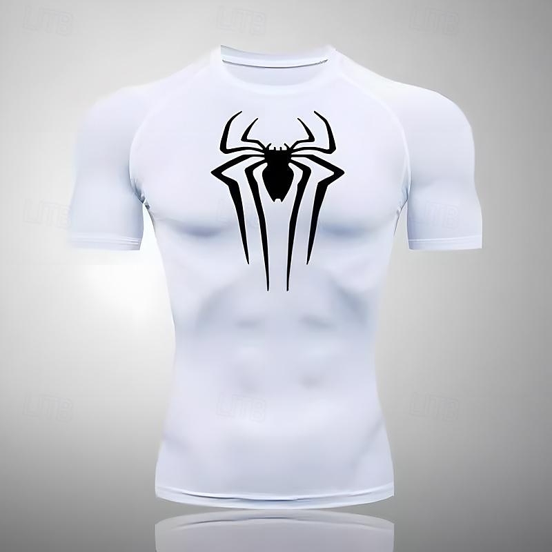 Men's Compression Shirt Athletic Shirt Gym Shirt Fitness Shirt Short Sleeve Tee Tshirt Casual Athleisure Breathable Quick Dry Soft Fitness Gym Workout Running Sportswear Activewear Black White Red 2025 - $12.39 –P3