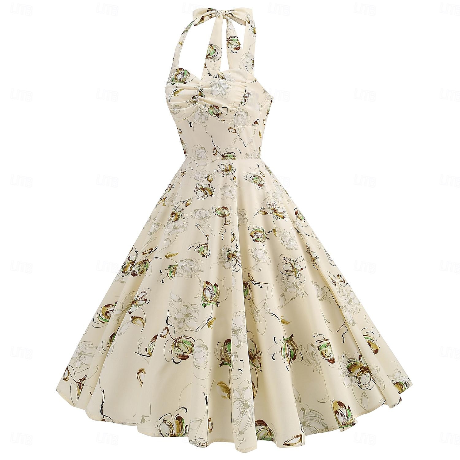 Retró 1950-es Rockabilly Térdig érő Swing ruha Flare ruha Pánt Virágos Kockás A-vonalú Női Farsang Vakáció Alkalmi / Napi Retro témájú buli Felnőttek Ruha Tavaszi nyár 2025 - $46.99 –P9