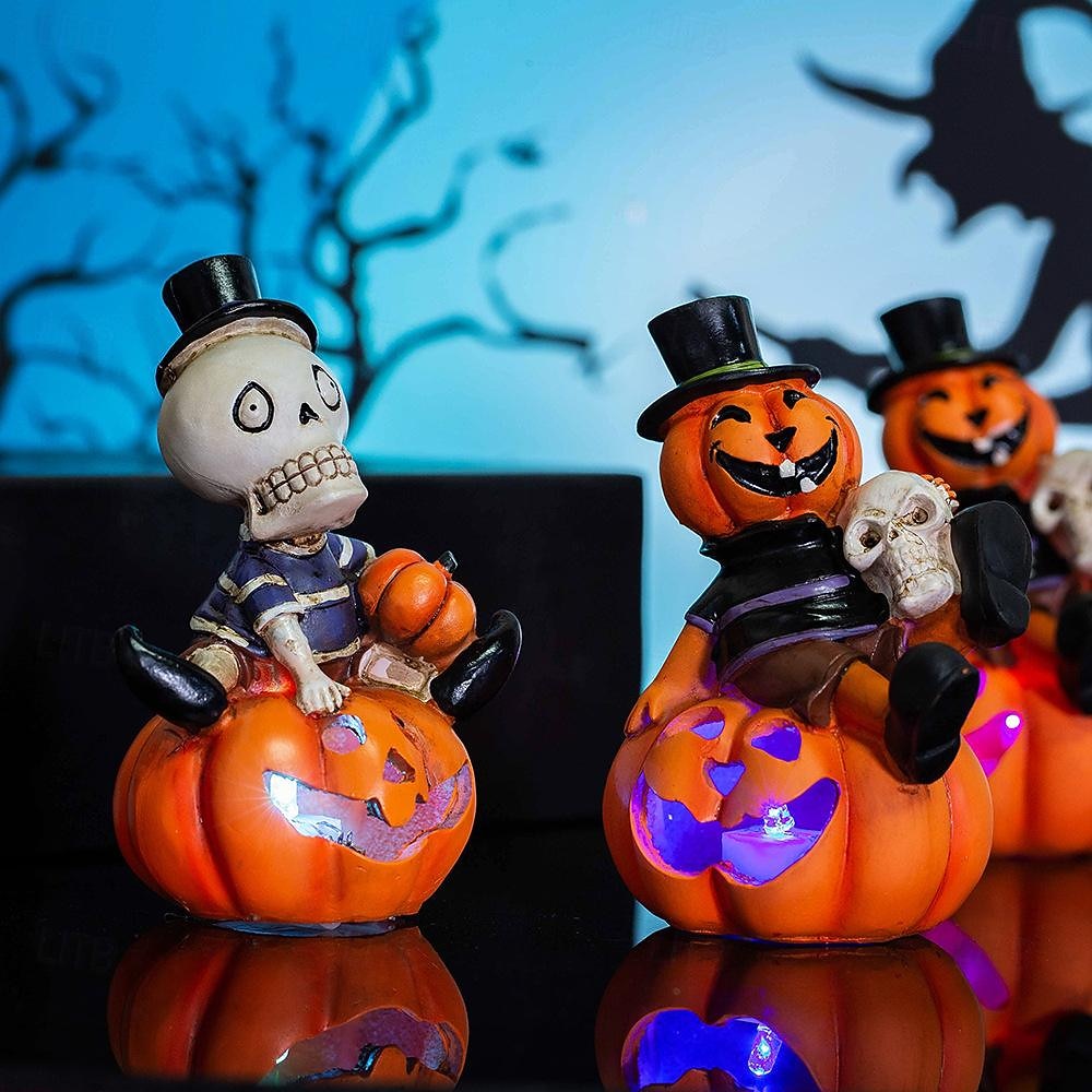 קישוטי ליל כל הקדושים led שלד דלעת אור, ג'ק o lantern גולגולת קישוט צבעוני נוצץ דלעת עששיות קישוט יצירתי זוהר פסטיבל רפאים אביזרי קישוט מסיבת 1 pc 2025 - $12.99 –P1