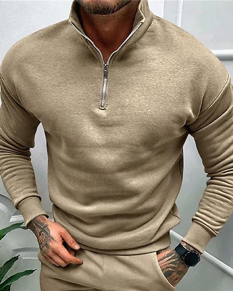 Men's Sweatshirt Quarter Zip Sweatshirt Light Grey Half Zip Plain Daily Sports & Outdoor Holiday Polyester Streetwear Basic Casual Spring &  Fall Clothing Apparel Hoodies Sweatshirts  Long Sleeve 2026 - $27.99 –P6