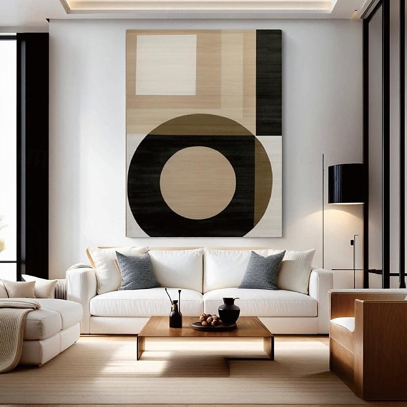 grote handgemaakte wandkunst schilderij wabi-sabi wandkunst bruin modern abstract schilderij op canvas minimalistische kunst zwart en beige kunst woonkamer decor 2025 - $116.99 –P5