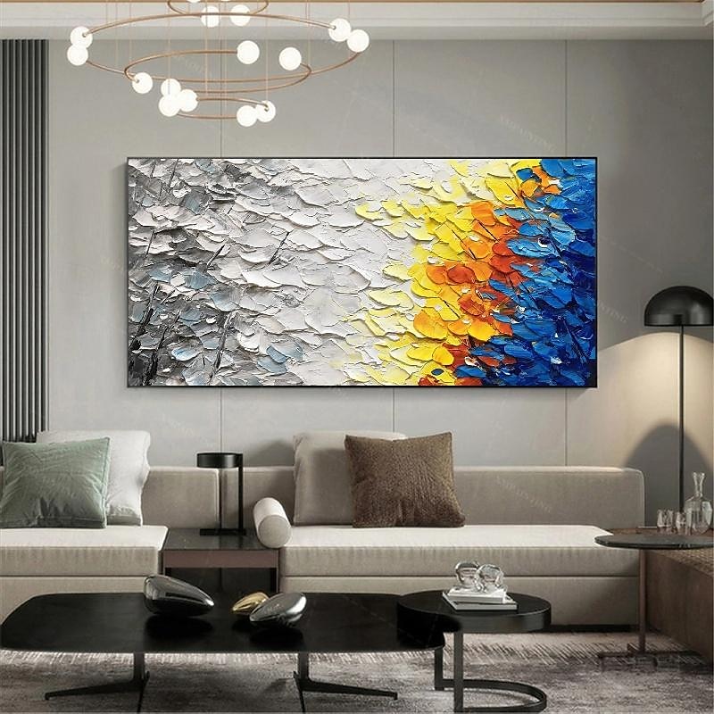 großes Struktur Ölgemälde auf Leinwand handgemachtes buntes Waldgemälde für Wohnzimmer Wand Kunst Gemälde handgemalt schweres strukturiertes Impasto Gemälde Boho Dekor 2025 - $66.99 –P2
