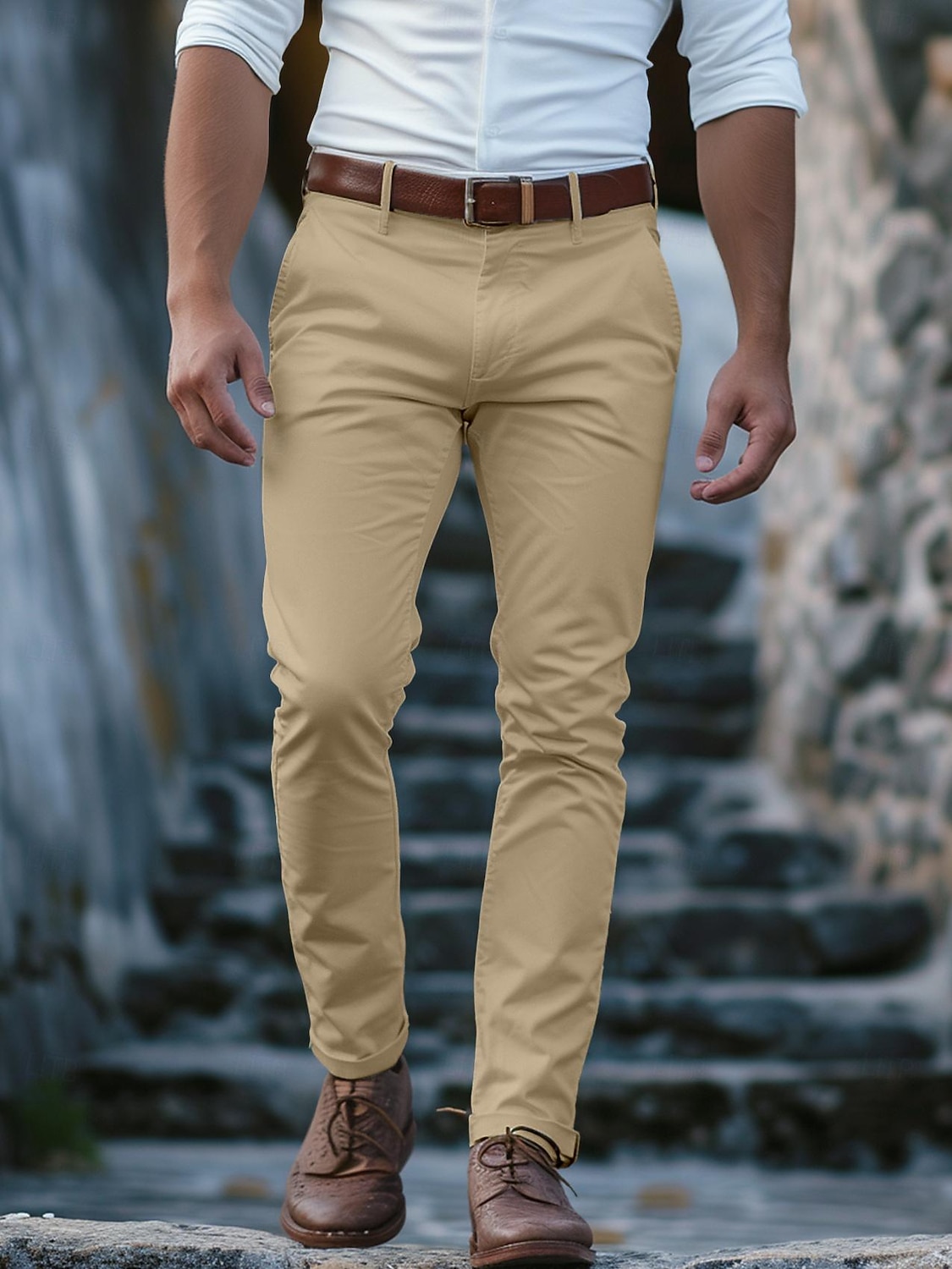 Herren Hose Chinos Chinohose Knöpfe Fronttasche Einfach Komfort Geschäft Täglich Ferien Mode Schick & Modern Schwarz Weiß Mikroelastisch 2026 - $31.99 –P9
