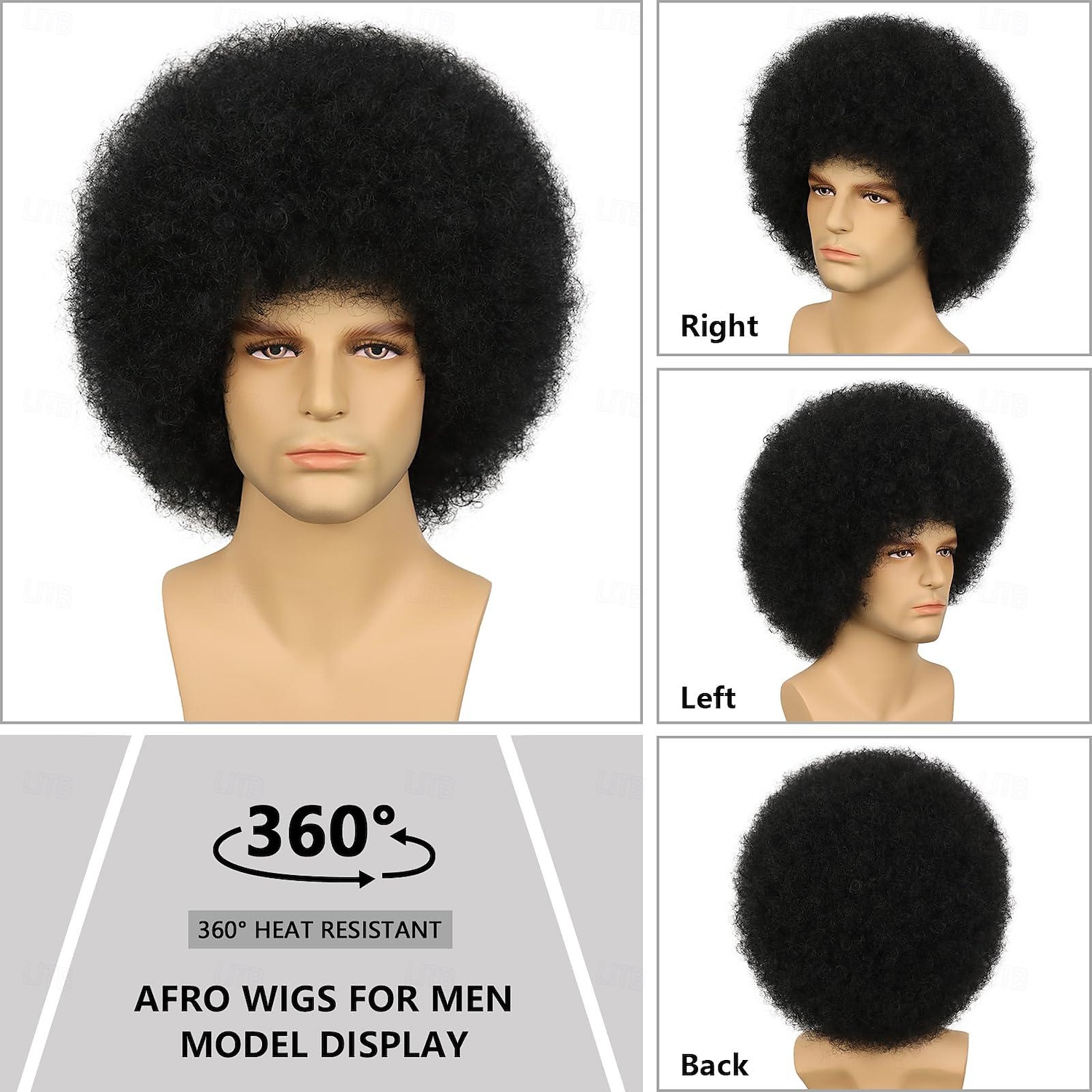 Włosy Afro Rock Disco z lat 70. dla Mężczyzn i Kobiet Bez Kleju Włosy do Noszenia i Wyjścia Krótkie Afro Kręcone Karnawałowe Syntetyczne Włosy na Codzienną Imprezę na Halloween 2025 - $17.99 –P2