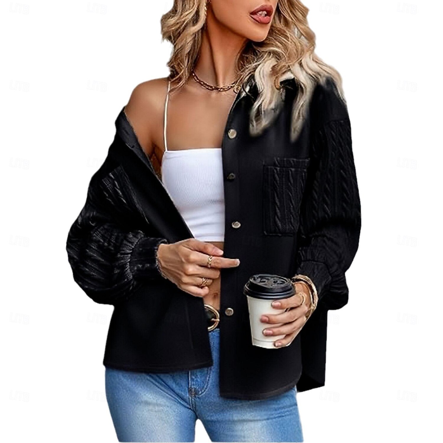 Women's Coat Outdoor Street Daily Spring Fall Long Coat Regular Fit Windproof Breathable Stylish Contemporary Casual Jacket Long Sleeve non-printing Plain with Pockets Black Apricot 2025 - $29.99 –P1