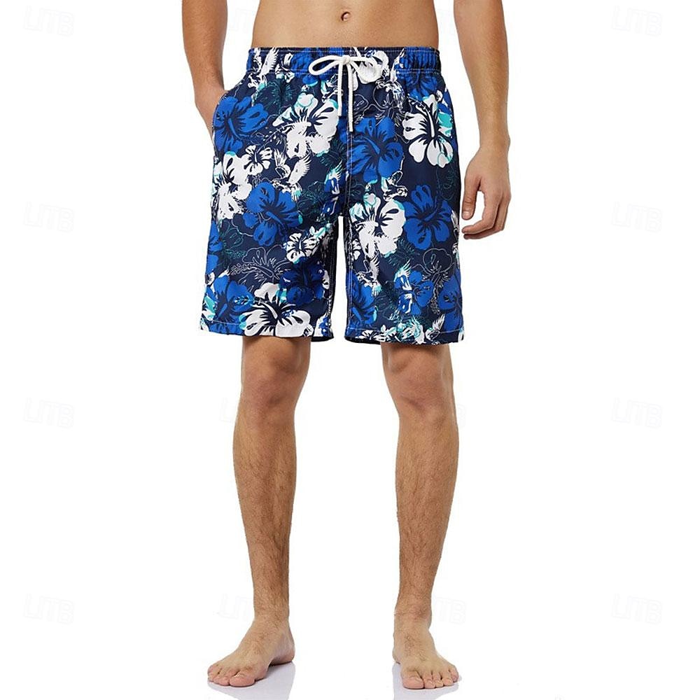 Men's Graphic Flower / Floral Swimming Trunks Board Shorts Swim Shorts Mid Waist Streetwear Hawaiian Boho Casual Daily Holiday Drawstring with Mesh lining Elastic Waist Designer Clothing Apparel 2025 - $19.99 –P5