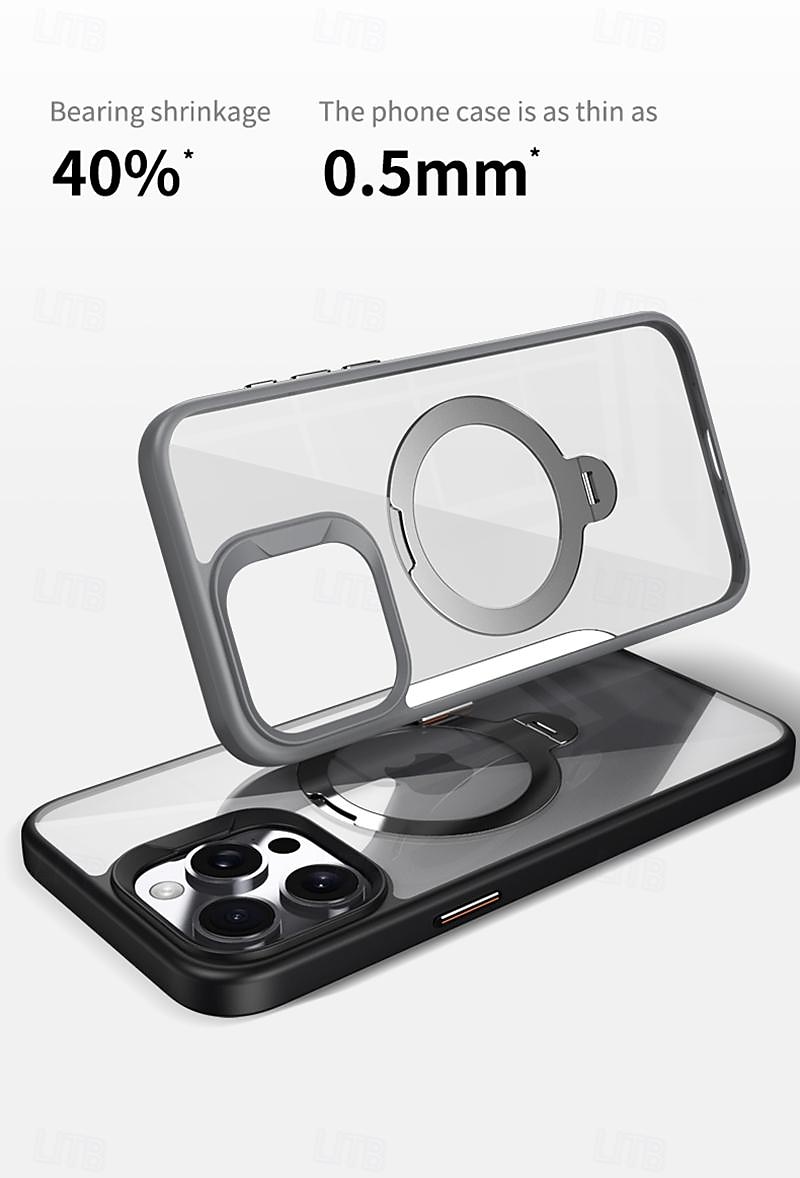 Phone Case For iPhone 16 iPhone 15 Pro Max Plus iPhone 14 13 12 Pro Max Plus Back Cover with Stand Holder Transparent Shockproof TPU Metal 2025 - $19.99 –P9