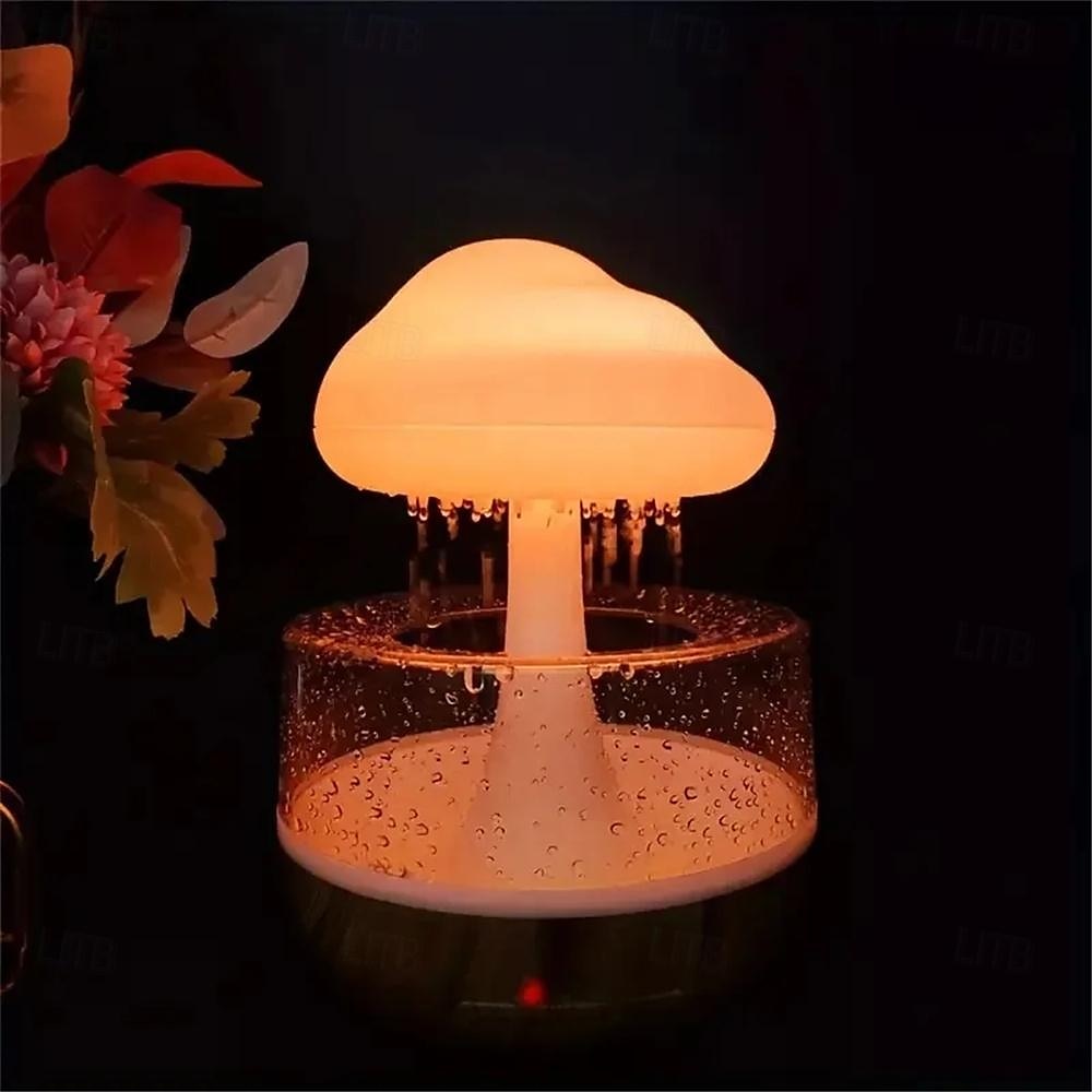 USB Rechargeable Mushroom Rain Cloud Humidifier 7 LED Light Droplet Essential Oil Diffusers Rain Cloud Night Light Sleep Light Room Small Night Light Living Room Decorative Light  1PC 2025 - $45.99 –P7