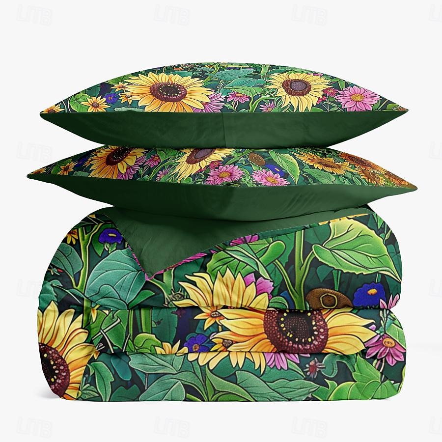 set copripiumino floreale botanico - include copripiumino e federe - design elegante e ispirato alla natura - tessuto morbido e confortevole - perfetto per l'arredamento della camera da letto del 2025 a $68.99 –P6