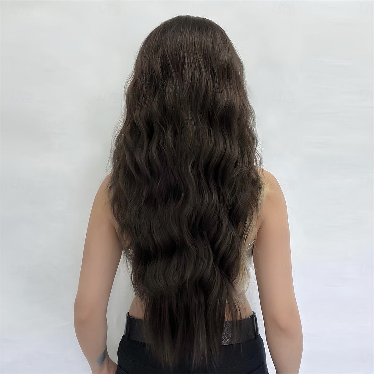 Syntetické paruky Vlnitá Bouncy Curl Střední část Paruka 26" Tmavěhnědá Umělé vlasy Dámské Střední část Chladný Rozkošný Smíšené barvy 2025 - $25.99 –P6