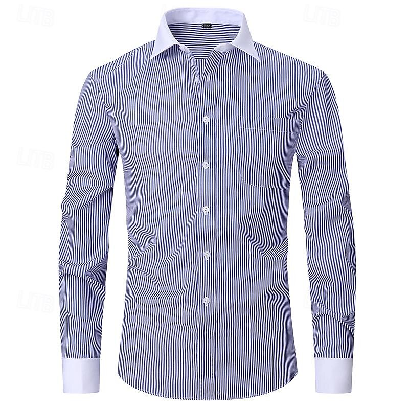 Men's Shirt Dress Shirt Collared Shirt Button Up Shirt Color Block Wedding Party Black Light Purple Dark Blue Light Sky Blue Long Sleeve Lapel Spring & Fall Clothing Apparel 2025 - $26.99 –P1