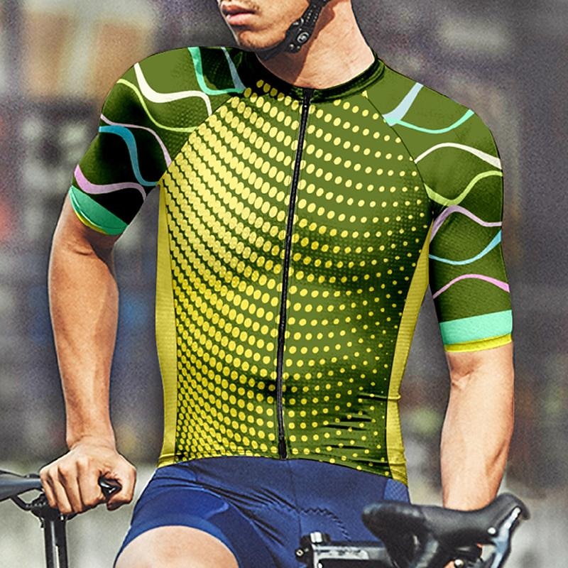 Men's Cycling Jersey Color Block Geometic Short Sleeve Bike Tee Tshirt Jersey Top with 3 Rear Pockets Mountain Bike MTB Quick Dry Breathable Sports Red Navy Blue Blue Clothing Apparel 2026 - $30.99 –P16