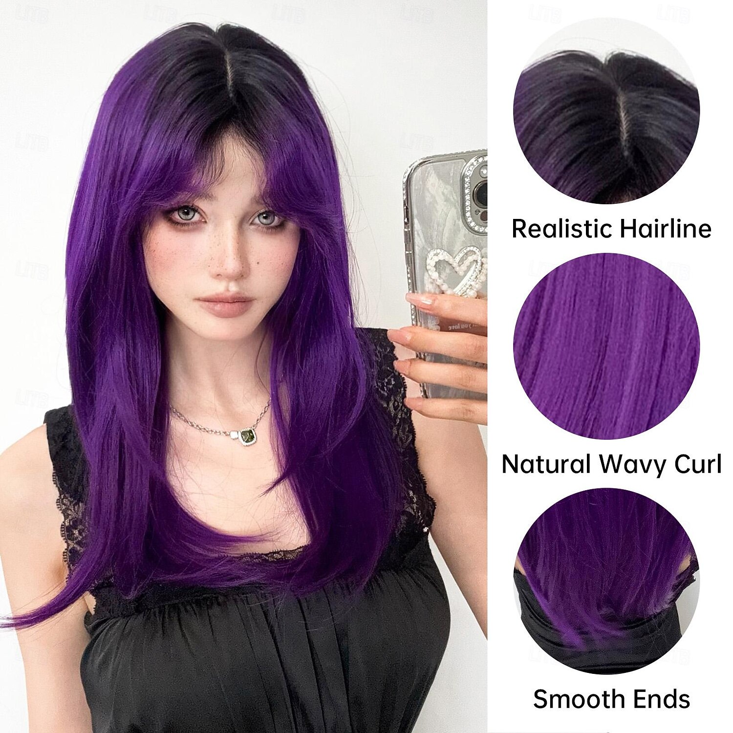 Synthetic Wig Uniforms Career Costumes Princess Straight kinky Straight Middle Part Layered Haircut Machine Made Wig 22 inch Bright Purple Synthetic Hair Women's Cosplay Party Fashion Purple 2026 - $23.99 –P2