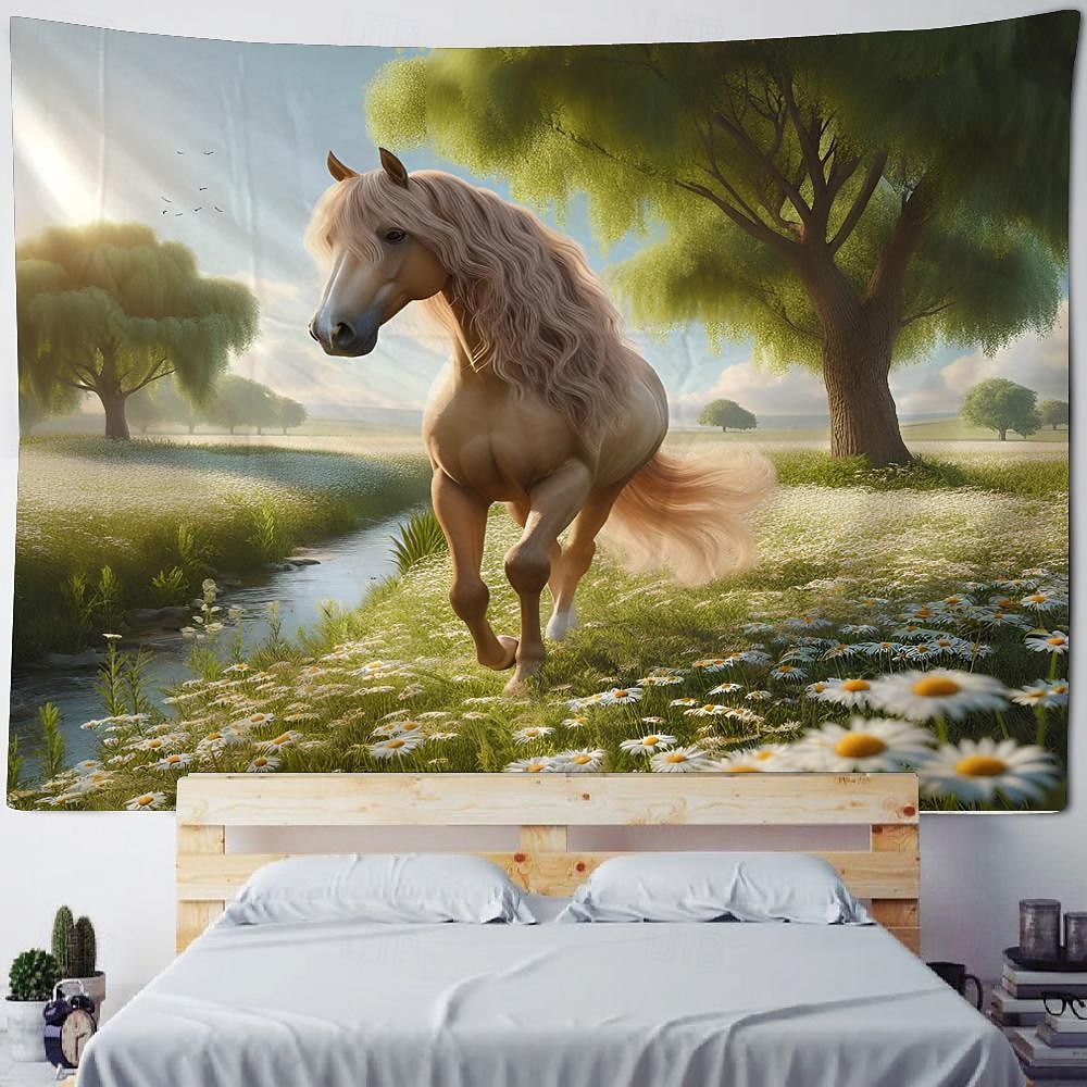 zvíře kůň pláž závěsný gobelín nástěnné umění velký gobelín nástěnná malba výzdoba fotografie pozadí přikrývka opona domácí ložnice dekorace obývacího pokoje 2026 - $17.99 –P5