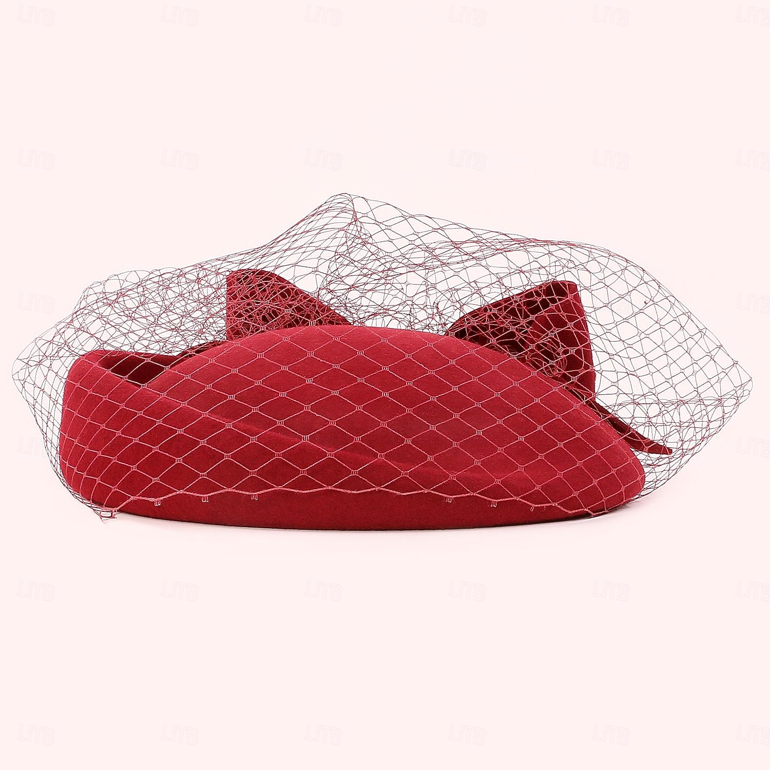 Kapelusze 100% wełna beret kapelusz fedora ślub koktajl elegancki ślub z czystym kolorem tiulowe nakrycie głowy nakrycia głowy 2025 - $33.99 –P9