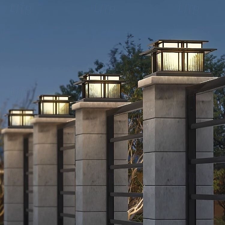 luz de parede externa led branco quente 35/42 cm 1 luz estilo chinês luzes de coluna à prova d'água luzes de poste de pátio e27 lâmpada de poste de acrílico transparente 110-240v de 2025 por $265.59 –P8