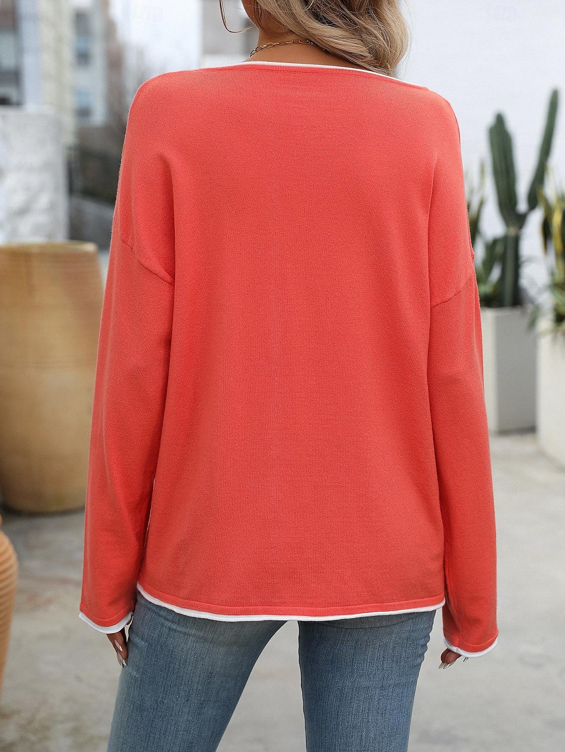 Women's Sweater Stylish Color Block Chunky One Shoulder Knitted Long Sleeve Long Tops Knit Daily Red Navy Blue Fall Winter 2025 - $41.99 –P10
