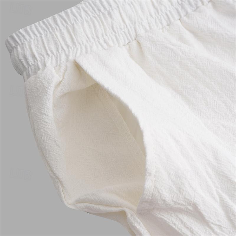 Homens Corredor Calças de linho Calças Calça verão Com Cordão Cintura elástica Tecido Conforto Respirável Diário Praia Moda Roupa de rua ダークカーキ Preto Micro-Elástica de 2025 por $25.99 –P4