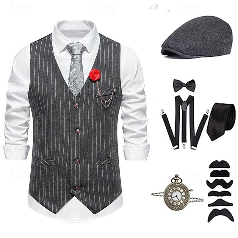 Retro Antiguo Rugido 20s 1920s Sombreros Accesorios Chaleco El gran Gatsby Caballero Moda Hombre Navidad Víspera de Todos los Santos Carnaval Fiesta de baile Despedida de Soltera Festival Adulto 2025 - $55.99 –P5