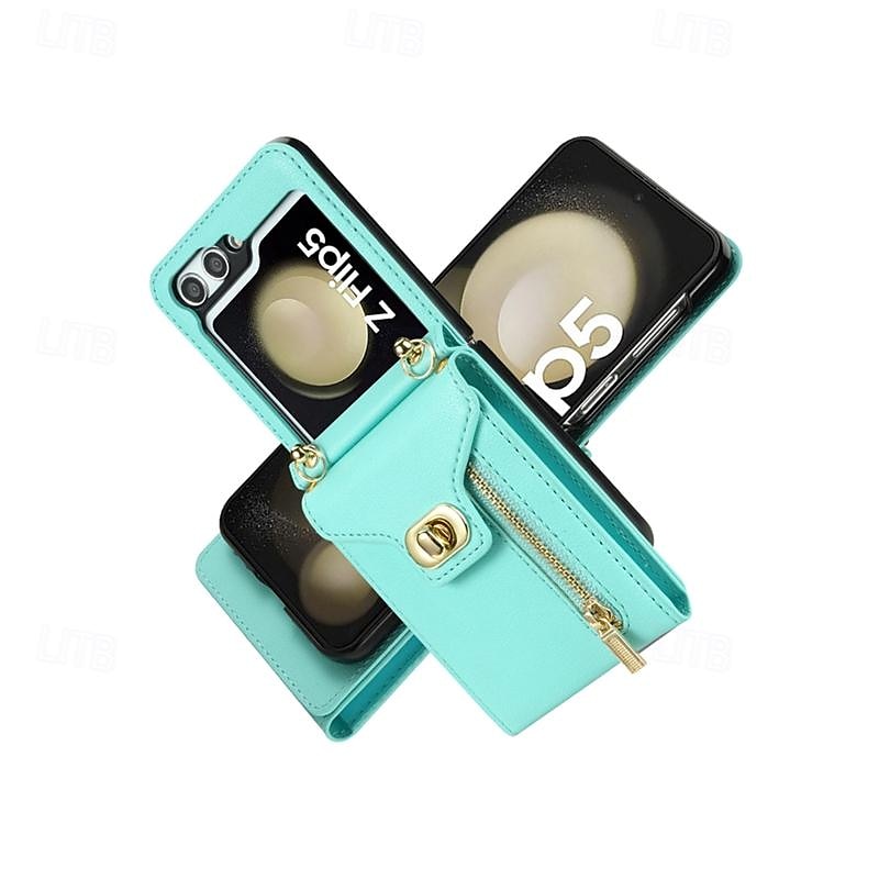 Phone Case For Samsung Galaxy Z Flip 6 Z Flip 5 Z Flip 4 Z Flip 3 Flip Cover Zipper with Lanyard Card Slot Retro PC PU Leather 2025 - $27.99 –P13