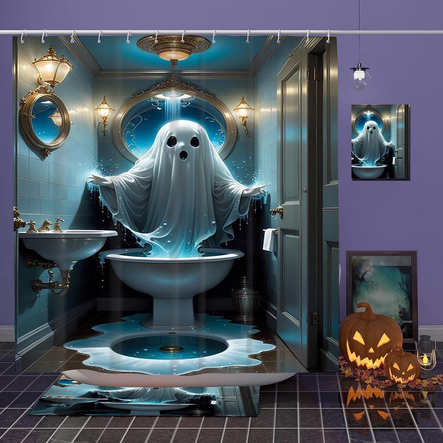 Halloween Shower Curtain with Hooks for Bathroom Shower Curtain  Bathroom Decor Set Polyester Waterproof 12 Pack Plastic Hooks Skull Heads 2025 - $19.99 –P12