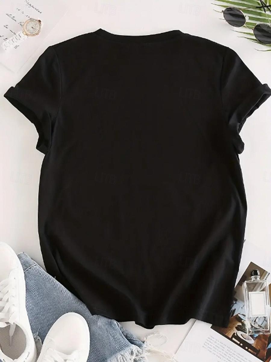 T-shirt femme 100% coton hibou quotidien décontracté manches courtes noir été de 2025 ? $19.99 –P8