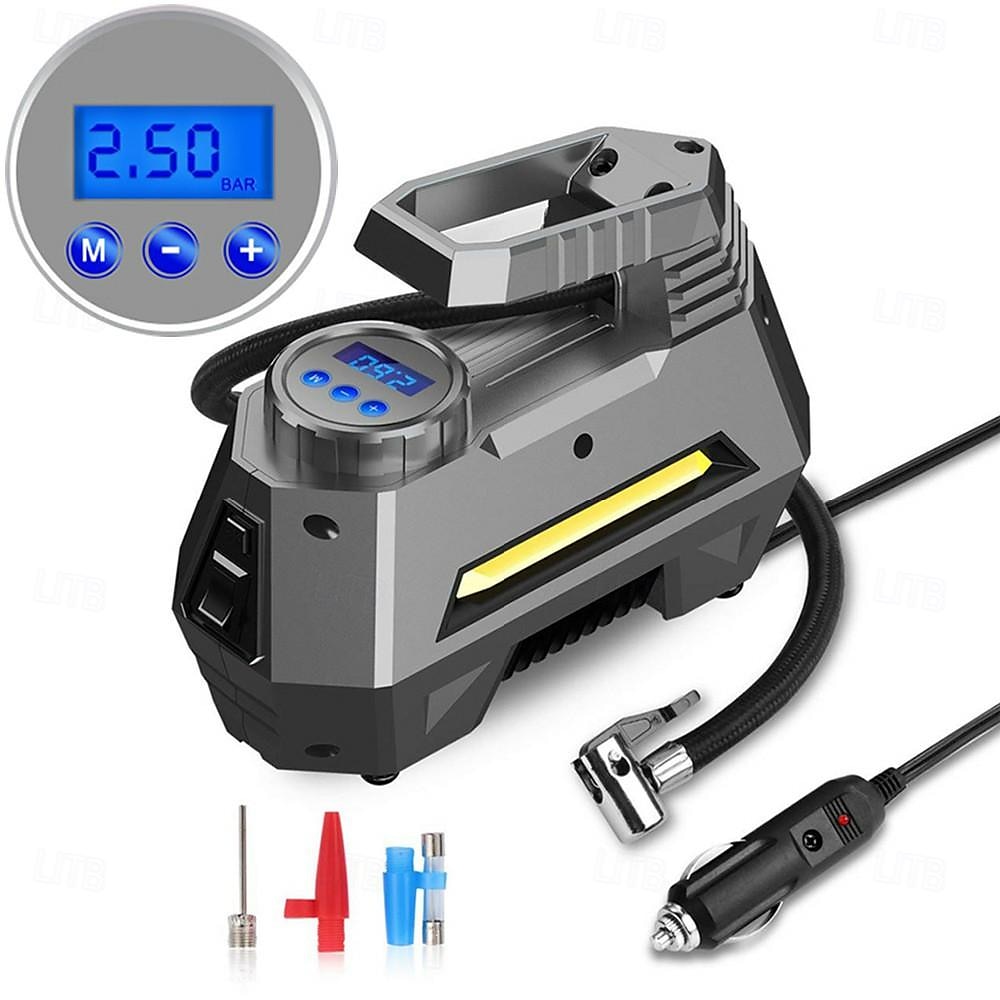 digital däckinflator luftkompressor däckpump 100 psi 12v med 2 sätt att skruva  & klämma på ventilanslutningsbilen 2025 - $38.99 –P8