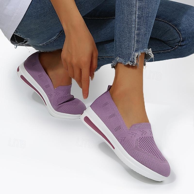 Pentru femei Adidași Mărime Plus Size Pantofi Flyknit Zilnic Mată Toc Platformă Vârf rotund Plimbare Sintetice Loafer Negru Albastru Închis Gri 2025 - $19.99 –P2