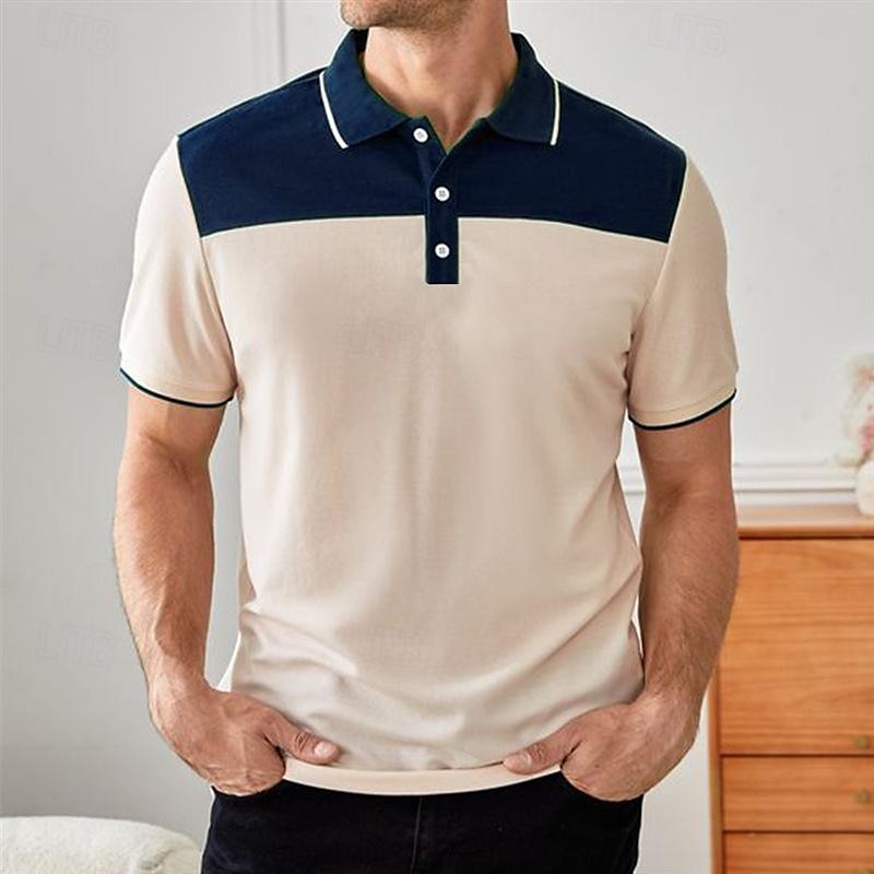 Herren Golfhemd Golfpolo Arbeit Casual Kargen Kurzarm Basic Modern Farbblock Patchwork Frühling Sommer Regular Fit Schwarz Marineblau Dunkelgrün Golfhemd 2025 - $17.99 –P2
