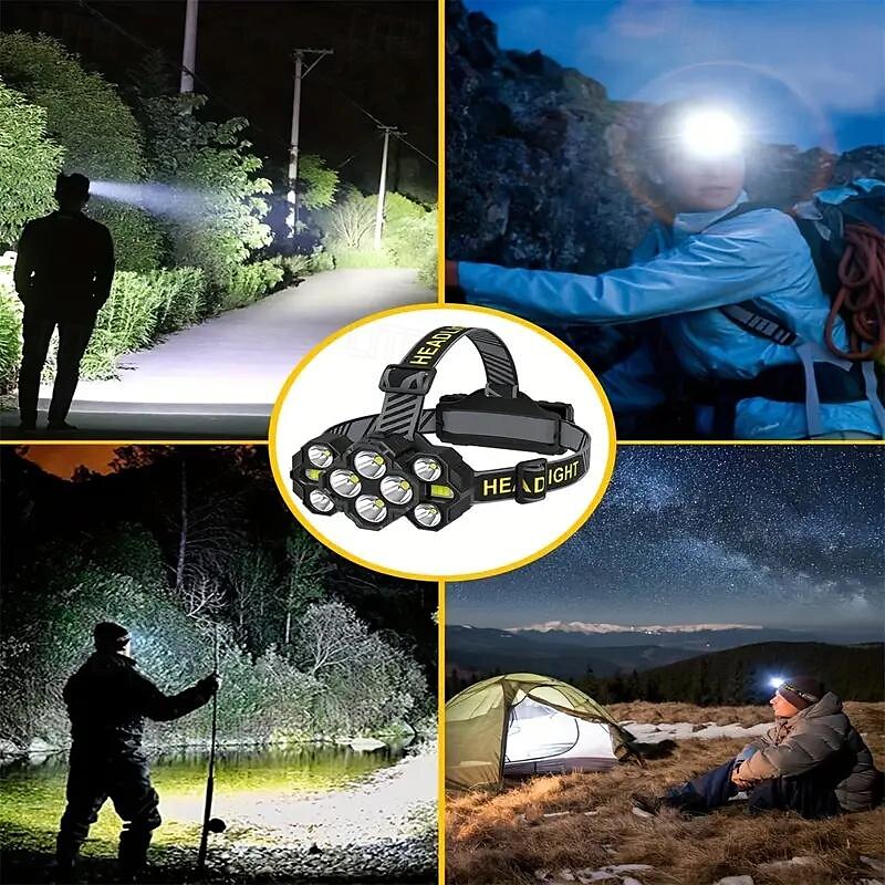 Lampe frontale rechargeable 10 LED torches frontales super lumineuses 22 000 lumens 10 modes lampe frontale ipx4 mains libres capacité mains libres idéale pour le camping et le cyclisme de 2025 ? $35.99 –P1