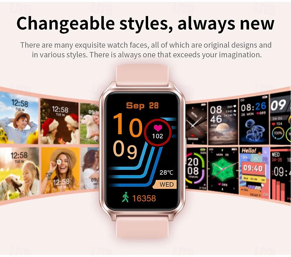 2025年 696 H37 スマートウォッチ 1.57 インチ スマートブレスレット ブルートゥース 歩数計 着信通知 睡眠サイクル計測器 と互換性があります Android iOS 女性 ハンドフリーコール メッセージ受信通知 IP 67 30mmウォッチケース  コレクション – $38.99 –P7
