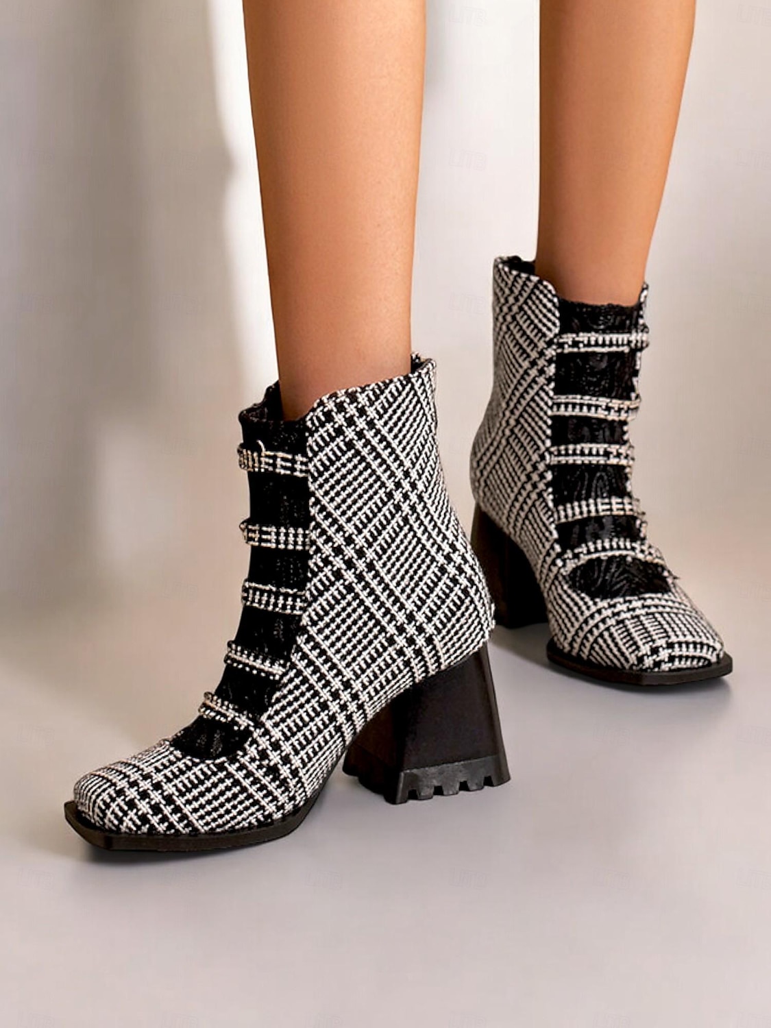Burgunderfarbene Riemchenstiefel im Vintage-Stil mit dickem Absatz und Spitzendetail für Damen, ideal für Abendveranstaltungen und stilvolle Ausflüge 2025 - $64.99 –P2