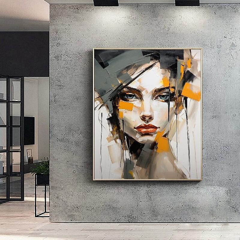 handgemaltes abstraktes Pattle Knife Frauengesicht Ölgemälde Wandkunst weibliche Figur Wandkunst Gold- und Weißgemälde handgemachte Wandkunst Frauenkunst Ölgemälde für Wandkunst moderne Wohnkunst 2025 - $133.99 –P4