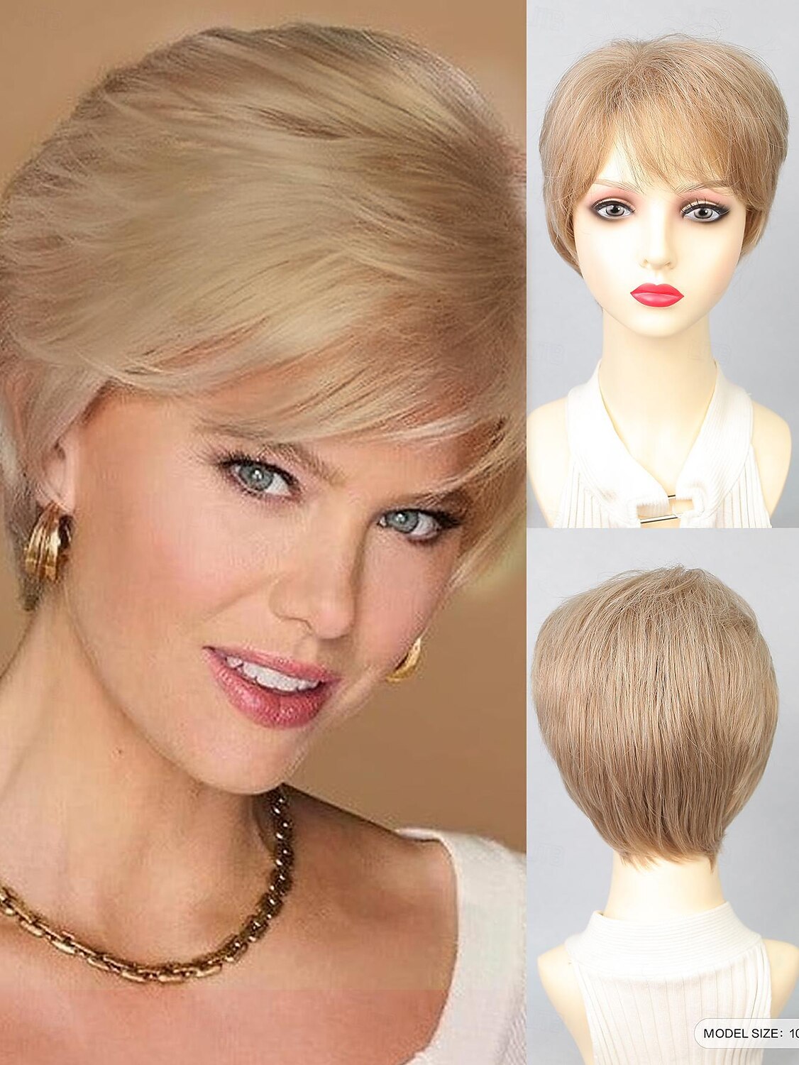 Synthetische pruiken Natuurlijk recht Korte bob Zijdeel Pruik 25.4 cm Lichtgoud Synthetisch haar Dames Meerkleurig 2025 - $18.49 –P1