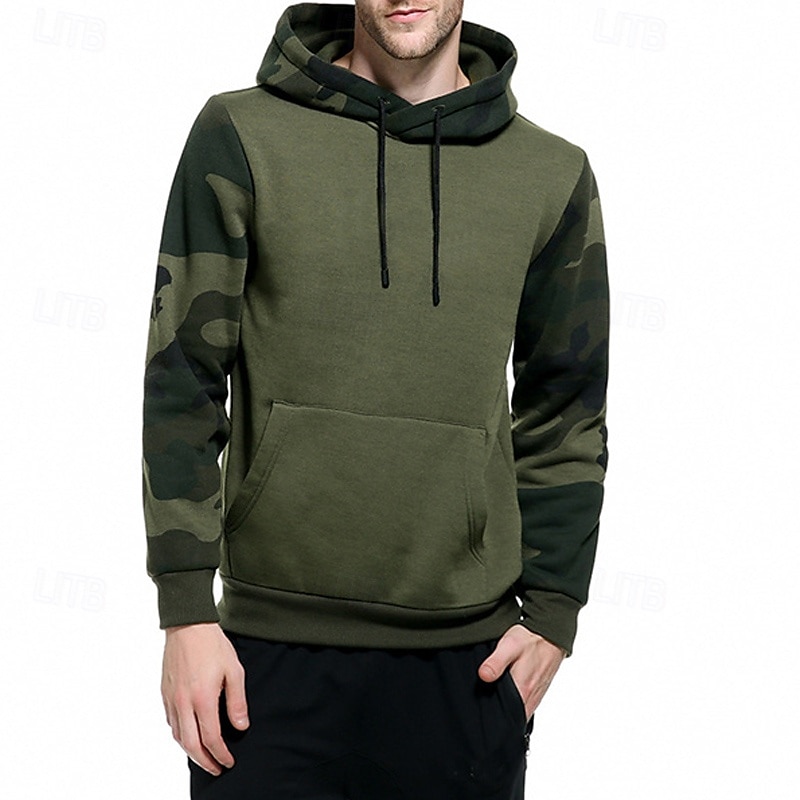 Hombre Sudadera Negro Verde Ejército Caqui Con Capucha Bloque de color Color Camuflaje Retazos Bolsillo Deporte Diario Festivos Ropa de calle Básico Casual Primavera & Otoño Ropa Sudaderas con capucha 2025 - $23.99 –P5