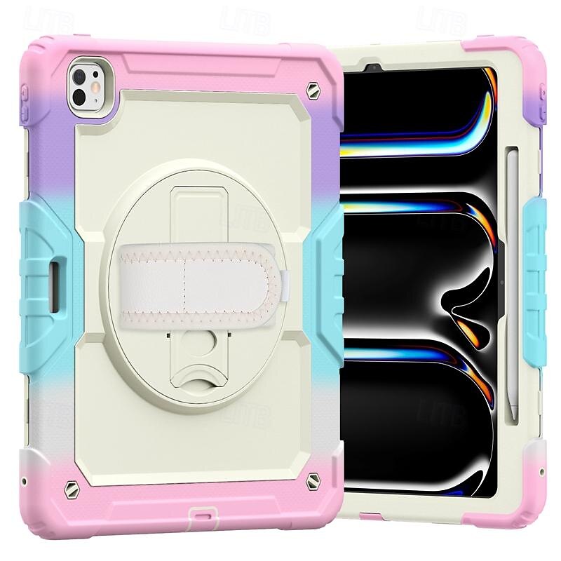 Tablet Case Cover For Apple iPad Air 11"(2024) iPad Air 13"(2024) iPad Pro 11"(2024) iPad Pro 13"(2024) Portable Handle Pencil Holder Camouflage Armor PC Silicone 2025 - $34.99 –P2