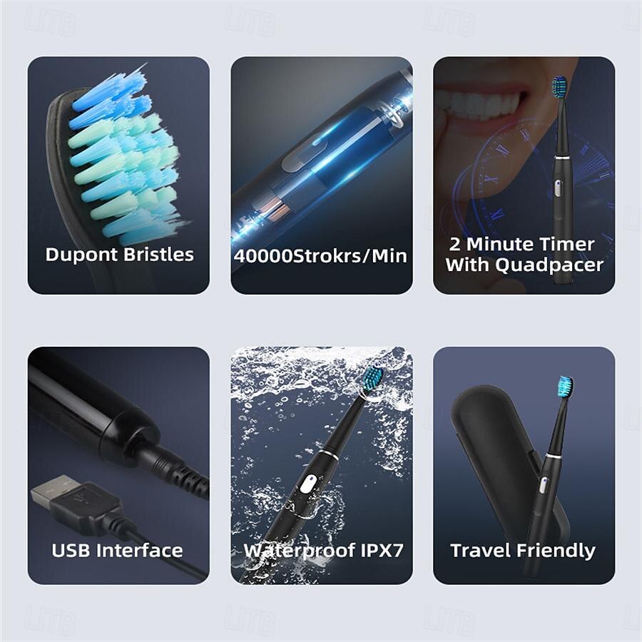Electric Toothbrush Rechargeable Sonic Tool Electric Toothbrush Replacement Brush Heads Professional Sonic Toothrsuh 2025 - $71.99 –P13