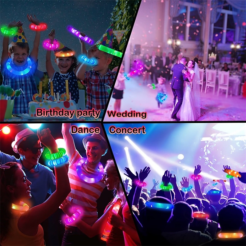 tubi pop luminosi per bambini bastoncini luminosi bomboniere per bambini braccialetti elastici con led al neon collane accessori per bambini campo da viaggio campeggio giocattoli divertenti regali per del 2025 a $34.99 –P7