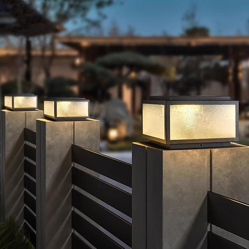 led kültéri oszloplámpa meleg fehér 25/30/40cm modern oszlopsapkák lámpa mattüveg fedélzeti kerítéssapka fény vízálló oszloplámpák oszloplámpák házon kívül táj ösvény világítás terasz kertbe 110-240v 2025 - $149.99 –P1